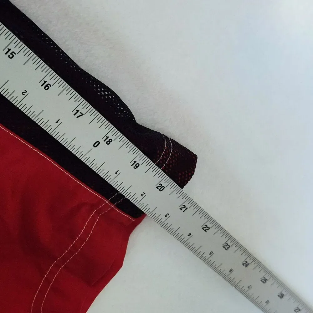 Vintage 90s Polo Sport Mens 34 Ralph Lauren Board Shorts Red Spellout Nylon Surf